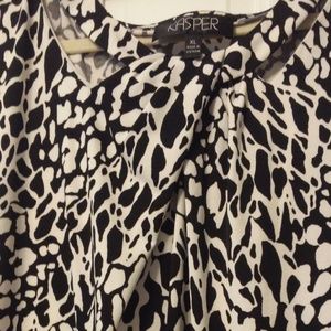 Kasper, Black and White Print, Polyester Blouse